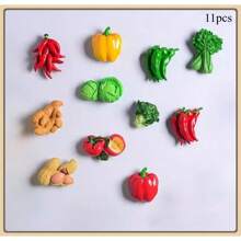 1pc/3pcs/4pcs/5pcs/5pcs-1/6pcs/6pcs-1/7pcs/8pcs/9pcs/10pcs/10pcs-Style 1/10pcs-2/11pcs New Cartoon Fruit & Vegetable Design Magnetic Resin Refrigerator Stickers, Nature Style Magnetic Refrigerator Stickers, Cute Decorative Piece, Office Desk Decor, Personalized Accessory For Fridge, Whiteboard, Storage Cabinet, Dishwasher, Kitchen Decor, Home Decor, Valentine's Day Gift, Gift For Friends & Family