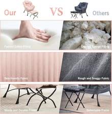 Lazy Chair With Ottoman, Modern Lounge Accent Chair With Armrests And A Side Pocket, Leisure Upholstered Sofa Chair Reading Chair With Footrest For Small Space, Corner Chair(Pink) - 粉色 - 查看 8