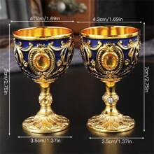 1pc European Vintage Faux Gemstone Metal Goblet, Suitable For Wedding Anniversary, Drinking Red Wine, White Wine, Champagne, Wine, Spirits