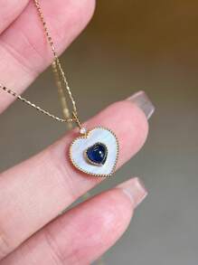 1pc Original S925 Sterling Silver INS Heart-Shaped Luxury Shell Pendant Necklace, Elegant For Women's Daily Wear, Festivals, Parties, Mother's Day Gift