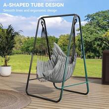 Hammock With Stand, Max.Load 150 Kg, Sturdy Steel Frame, Hammock Stand With Hanging Swing, 85x92x155 Cm, Swing Chair With 2 Hooks And 1 Side Pocket For Patio, Balcony And Garden - Grey - View 7