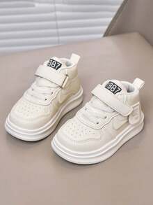 1 Pair Unisex Fashion Breathable PU Hook And Loop Soft Bottom Non-Slip Children Casual Sports Shoes, Suitable For Spring/Autumn Daily Wear & Outdoor Activities