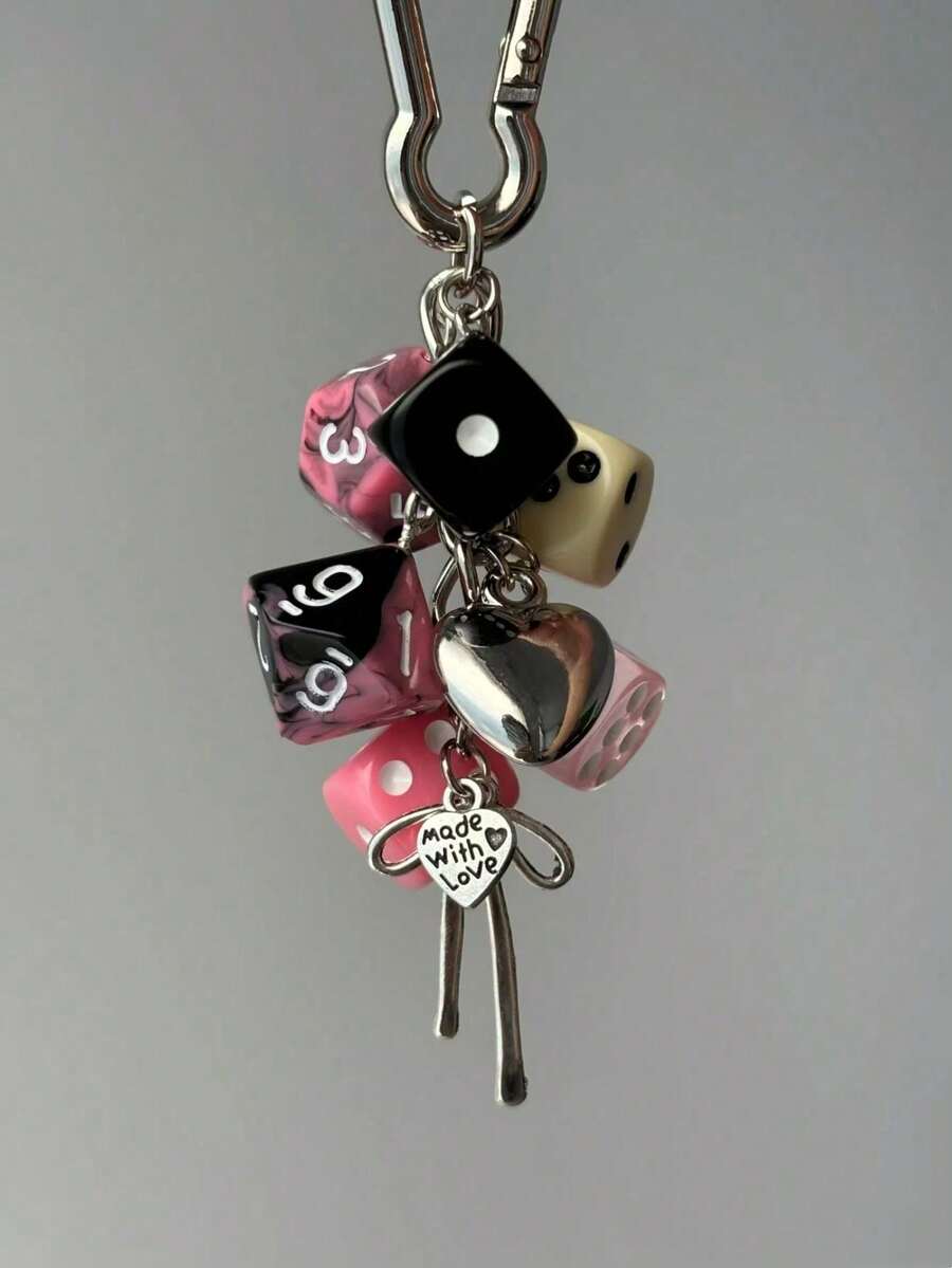 1pc Unisex Fashionable Lucky Dice Keychain, New Stylish Multi-Faceted Dice Phone Case, Bag, Car Key Accessories Car Accessories Bag Charm School Cute Goth Y2k Bag Charms Car Accessories Teacher Friend Sister Gift Ideas Gifts For Mother, Father, Graduation, And Teacher - Multicolor - View 1