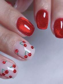 1 miếng dán móng tay hình quả anh đào dập nổi 5D - Hình dán tự dính hình trái cây tươi, màu đỏ, phù hợp cho phụ nữ và bé gái, hoàn hảo cho lễ Phục sinh, hình dán móng tay hoa. - Đỏ - Xem 5