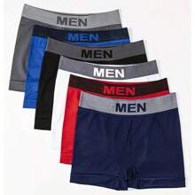 SIETEROSA 6pcs/Set Men'S Boxer Shorts Basics Sleep Underwear MEN Letter Print Breathable Elastic Men Underwear