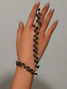 1pc Minimalist Luxury Zirconia Finger Chain Bracelet, Suitable For Women, Versatile For Summer