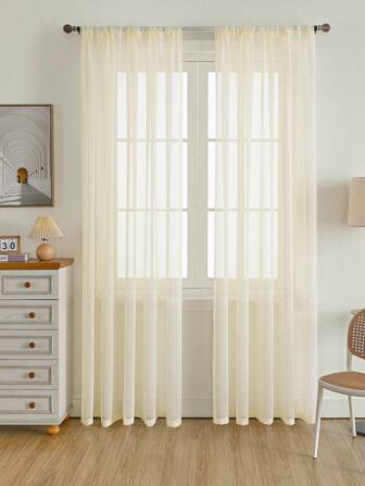 1 Stück rein weißer, leichter Luxus-Schleiergardine für Wohnzimmer & Schlafzimmer