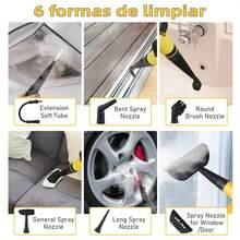 Limpiador de vapor para el hogar, vapor de alta presión de 3,5 Bar, 1050 W, tanque de agua de 350 ml, adecuada para alfombras, sofás, ropa, cocinas, muebles, baños, automóviles, pisos, etc. - Amarillo - Ver 3