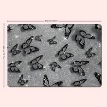 1/4 Stück Grau & Schwarz Schmetterling Design Duschvorhang Set, wasserdichter Duschvorhang, Badezimmermatte, U-förmiger Toilettendeckel, dekorativ, modische Raumteiler, ohne Bohren, maschinenwaschbar Polyester Badezimmer Dekoration Herbst Dekoration Badezimmer Accessoires Schulanfang