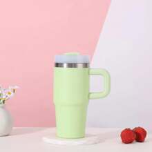 1-Piece Tumbler, Travel Mug With Lid, 14 Ounces Stainless Steel Insulated Water Bottle With Handle, Portable Drinking Cup For Car, Home, Office, Summer Drinkware, Travel Accessories, Birthday Gift