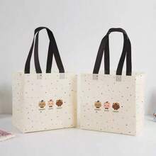 12pcs/Cartoon Cute Bear Tote Bag Clothing Store Non Woven Bag Shopping Gift Shopping Bag Summer Cooling,Beach,Travel