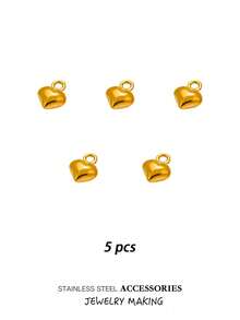 5件不锈钢饰品迷你可爱小吊坠月亮太阳五角星心形项链吊坠配件一体式DIY饰品钛钢配件适合制作项链手链脚链耳环等饰品真空电镀18k金时尚批发 - mini - 查看 14