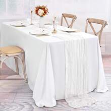 35 * 120 Inch Cheese Cloth Table Runner And Napkins, Bohemia Gauze Cheesecloth Tablecloth,Countryside Transparent Table Runner, Bohemian Style Table Runner Suitable For Wedding Decoration Arch , Garden Arch,Bridal Shower, Perfect For Wedding ,Festival,Holidays,Birthday Party,Decoration,Home Decor (Multiple Colors Available) Christmas For Holiday Gift Giving - White - View 11