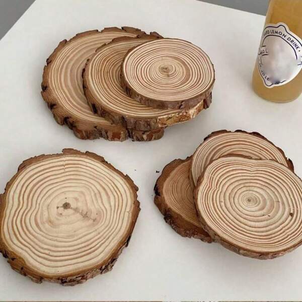 paquete de posavasos decorativos con estilo de grano de madera, Multipropósito como alfombra para velas, Tapete para tazas de cocina, Manualidades para niños con trozos de madera en tallas S/M/L
