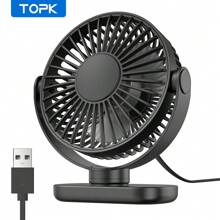 TOPK TOPK Mini USB Desk Fan, 360° Rotation 3 Speeds With Powerful Airflow, Stylish Design Brushless Motor High-Quality Construction Portable Personal Cooling Fan For Bedroom Home Office Desktop Travel