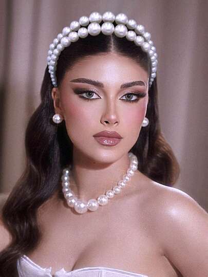 1pc Casual Luxury Pearl Headband, Minimalist Women's Wedding Hair Accessory, Bridal Gown Decor