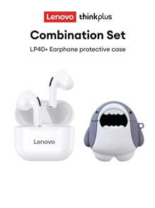 Lenovo Lenovo LP40 Bluetooth Kopfhörer Schutzhülle Set, In-Ear Stil, Sport, tiefer Bass, hochauflösende Anrufe mit Mikrofon, geringe Latenz für Musik & Gaming, Smart Touch, super lange Standby-Zeit, passive Geräuschunterdrückung, kompakte & tragbare kabellose Kopfhörer