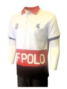 Playera Polo marca New Forest Polo Club, Tipo Chemisse con 3 colores  Color combinado  Estilo casual-minimalista  Algodón  Bordado    Polo    Toda temporada - Rojo y blanco - Ver 2