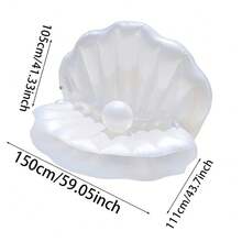 1pc Faux Pearl Shell Inflatable Pool Float, Thick PVC Material, Outdoor Leisure Water Party Floating Bed, Beach Essentials, Beach Accessories - White - View 8