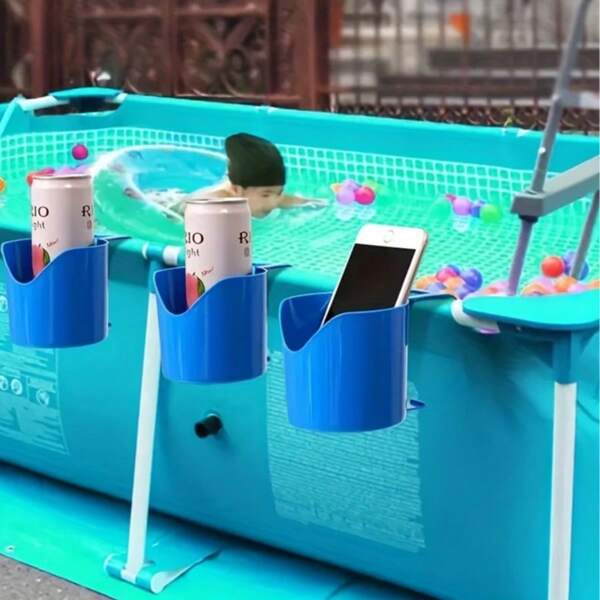1 Set Swimming Pool Cup Holder & Storage Rack, Pool Drink Beverage Beer Can Holder, Hand Sanitizer Rack - Holds Drinks, Hand Wash, Garden Tools & Pool Floats - Convenient For Summer Pool Management Back To School