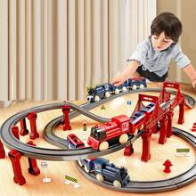 Tren eléctrico de juguete con pista para armar, juguete de tren eléctrico para niños, modelo de tren de alta velocidad simulado, juguetes de coches para niños y niñas, regalos de cumpleaños y Navidad