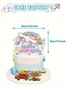 Sanrio 13pcs Sanrio Cinnamoroll Cake Decoration Set, Birthday Party Supplies, Safe Paper Material, Officially Licensed, Cartoon Cake & Cupcake Toppers, Inedible, Party Favors, No Electricity Required, Suitable For Birthday, Graduation, Wedding