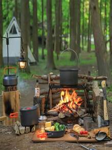 3-częściowy duży zestaw patelni do smażenia + duży garnek do gotowania + czajnik 1,6 l. Zestaw aluminiowych naczyń kempingowych do gotowania na świeżym powietrzu. Zestaw zawiera czajnik, garnek i przybory do podróży, pieszych wędrówek, pikników i grillowania.
