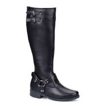 Domidona Women's Biker Boots High Shaft Tractor Heel With Elegant Details - 黑色 - 查看 2