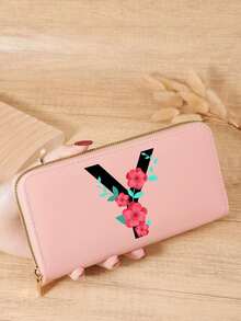 Burgundy Bag Charry Red Bag Wine Red Bag, A-Z Letter Print Fold Over Long Wallet Women Fashion Modern Business Slim Portable Versatile Large Capacity Credit Card Zipper ID Card Money Cash Storage Business Casual Perfect School College Work Business Commute Teachers' Day Back To School Holiday Office For Birthday Gift On Valentine Day Lady Female Women White-Collar Workers College Student,Bag School Supplies For School Dorm Room & Back To School - Burgundy - View 88