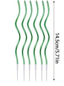 6pcs Green Curved Birthday Party Cake Decor Candles - Green - View 5
