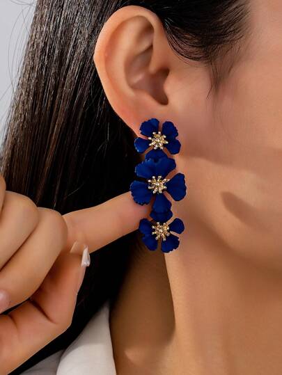 1 par de pendientes de estilo vintage con pétalos de flor, aptos para uso diario