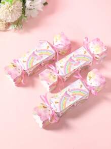 6pcs Unicorn Theme Gift Bags Candy Boxes With Ribbon, Rainbow Unicorn Style Gender Reveal Gift Wrapping Box For Birthday BabyShower Family Holiday Party Decoration Gift Wrapping Supplies,Birthday Party Favor,Candy Cookie Bags