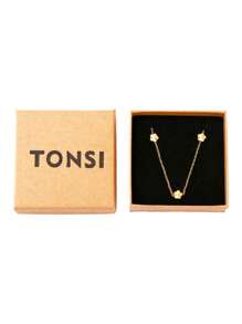 TONSI 1 Peça Elegante Colar Pingente de Flor Minimalista de 5 Folhas, Corrente Fina de Aço Inoxidável Banhado a Ouro 18K, Caixa de Presente de Jóias Delicada, Presente Ideal para Você, Amigos, Irmãs, Mães, Filhas, Colegas de Trabalho, Esposas em Feriados, Aniversários