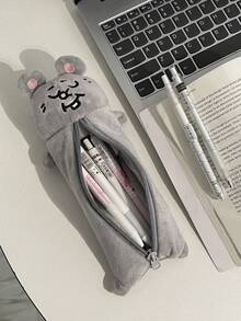 1 件可爱灰色老鼠铅笔盒、卡通可爱女孩铅笔文具袋、青少年学校用品、大学生桌面收纳袋、便携式收纳袋、多功能收纳袋，可容纳书写工具、尺子、橡皮擦等，返校、学校用品、铅笔袋、书包 - 彩色 - 查看 10