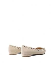 Women Point Toe Flats Low Heel Bow Knot Ballet Flats With Cut Out Grommet Details Modern Elegant Commute Wedding Ladies Flat Shoes - 杏色 - 查看 5