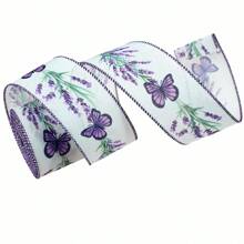1 Stück lila Schmetterling Kropfband mit Drahtrandschleife Stirnband, DIY Bastel-Nähgeschenk-Verpackung Kunstleinenbandage