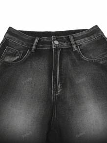 Short en jean à taille mi-haute, déchiré, ourlet brut, large jambe, bermuda, longueur genou "jorts" avec poches, style Y2K de la rue