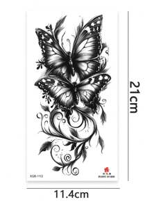 5 pezzi di grandi tatuaggi temporanei a mezza manica con rose rosse e nere, farfalle, ottimi per viaggi, fitness, uso quotidiano, strada, feste, trucco pazzo, adatti per corpo, gamba, braccio, addome, spalla e altre parti del corpo, tatuaggi finti monouso
