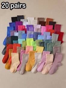 20 pares de calcetines deportivos de tobillo cómodos y de unicolor de caramelo surtidos para niños - Multicolor - Ver 9