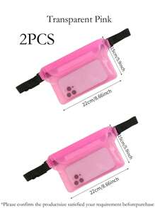 1pc/2pcs Waterproof Beach & Underwater Phone Bag, Waterproof Waist Pouch For Outdoor Travel, Waterproof Earphones Bag, PVC Material, Hook & Loop Closure, Triple Waterproof, Travel Storage Bag, Summer Waterproof Phone Pouch, Suitable For Diving, Swimming, Surfing