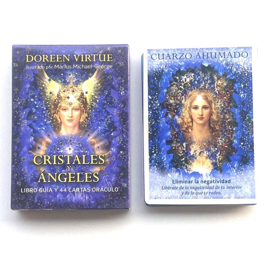 NEUE SPANISCHE CRISTALES ANGELES 44 KARTEN ORAKEL Prophezeiung Schicksal Wahrsagungsdeck, Familienpartyspiel, Wahrsagespiel, Karten für Anfänger (PDF-Handbuch)