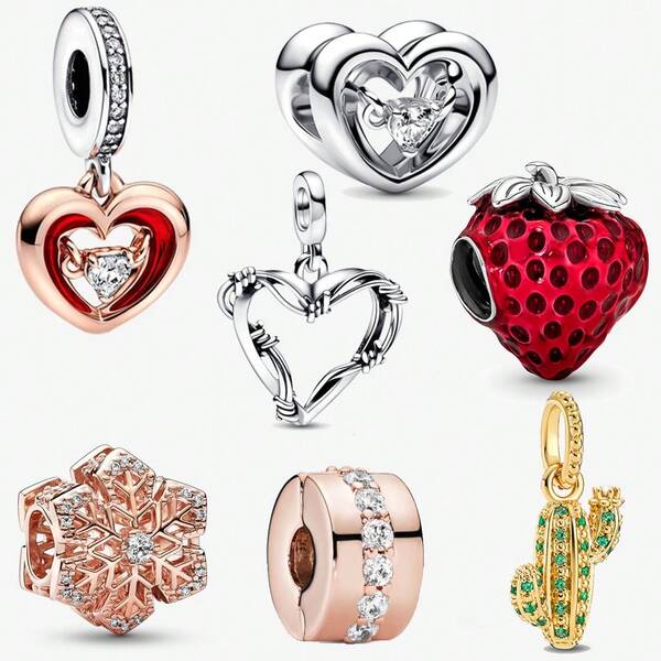 1 Shiny Two Tone Heart-Shaped Item Charm Silver Plating Is Suitable For Bracelets, Necklaces, DIY Gifts