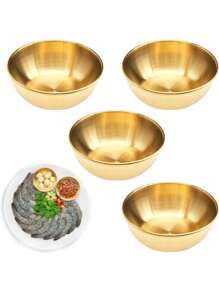4pcs/6pcs/10pcs Reusable Stainless Steel Sauce Cups, Food Prep Bowls, Dipping Sauce Dishes, Soy Sauce Dishes, Sushi Sashimi Plates, Appetizer Plates, Suitable For Restaurant, Kitchen, Cafeteria,School Supplies