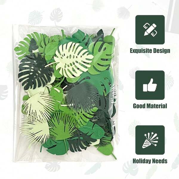 100pcs Green Turtle Back Leaf Shaped Confetti, Suitable For Birthday, New Year, Wedding, Summer Parties And Holiday Celebration Decoration
