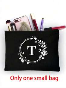 1/2 pezzi Borsa shopping tela con stampa lettere iniziali dalla A alla Z, con borsa portaoggetti cosmetici inclusa, borsa personalizzata, grande capacità, adatto per matrimoni, compleanni, spiaggia, vacanze, scuola, ottimo regalo per donne, mamme, insegnanti, amiche, damigelle d'onore, studenti, borsa grande. Borsa casual capiente e portatile, adatta per lo shopping multifunzionale