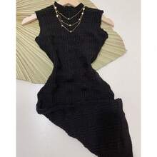 Women's Modal Midi Dress Latest Style 2023 - 黑色 - 查看 2