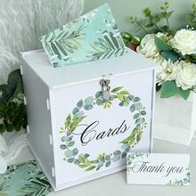 VICKYO 1 conjunto de caixas para cartões de casamento brancas com fechadura, caixa para cartões de presente com detalhes florais românticos, porta-cartões de presente elegante para casamentos, noivados, aniversários e chás de bebê, material de PVC durável, decorações para festas de casamento