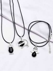 Natural Crystal Stone Cat-Shaped Alloy Inlaid Semi-Precious Stone Alloy Pendant, Wholesale Jewelry DIY Necklace Components