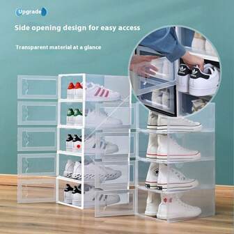 1pc Transparent Shoe Box, Drawer-Style Plastic Shoe Rack, Transparent Shoe Cabinet, Fashionable Shoe Storage Solution, Wholesale Shoe Wall