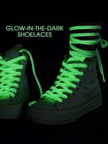 1 Pair Of Luminous Shoelaces, Shoe Accessories, Fashion Supplies For Parties And Dances, Creative Gifts, Shiny Props For Night Running, Flat Fluorescent Shoelaces, Suitable For All Kinds Of Shoes, Couple Gifts, Gifts Friends, Best Friend Gifts, Sister Gifts, Funny Gifts ,Women Gifts,Elastic Shoelaces,Thick Shoelaces,Wide Shoelaces,Stretchy Shoelaces,White Shoelaces,Green Shoelaces